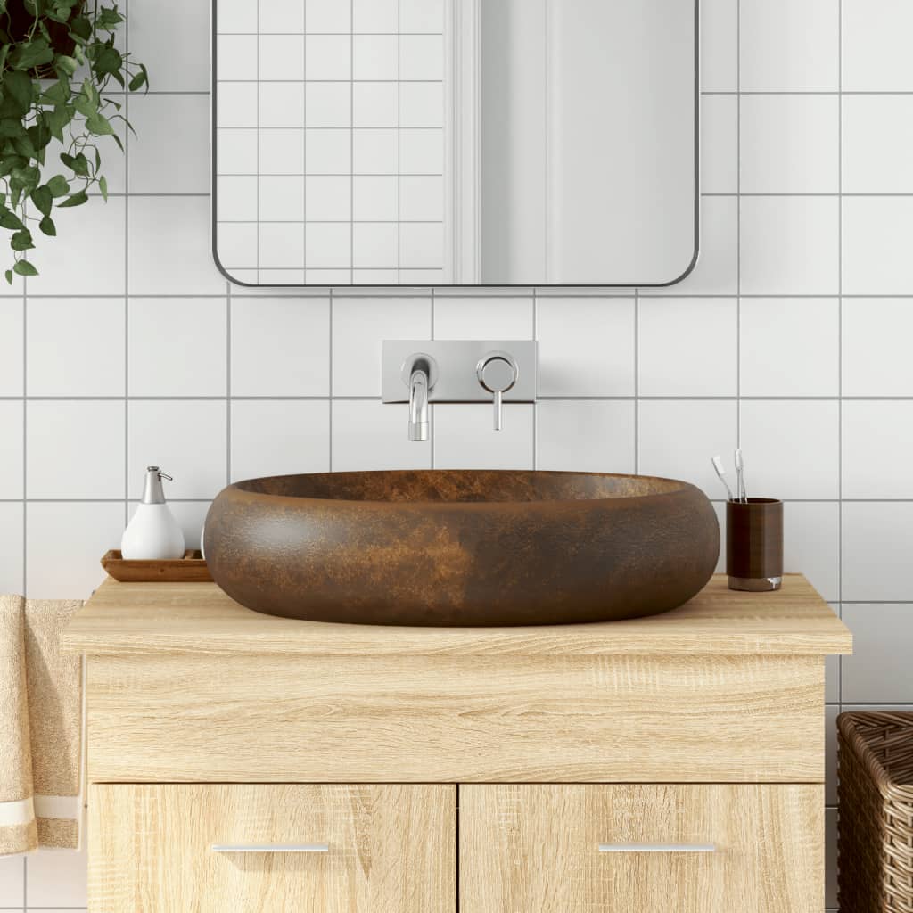 Vidaxx countertop sink oval 59x40x15 cm ceramic brown
