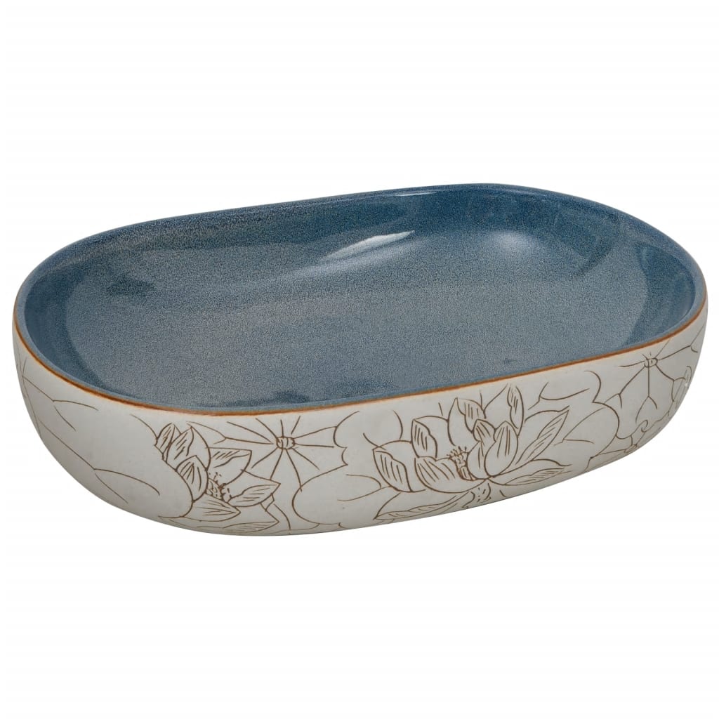 Vidaxx countertop sink oval 59x40x14 cm ceramic sand-colored and blue