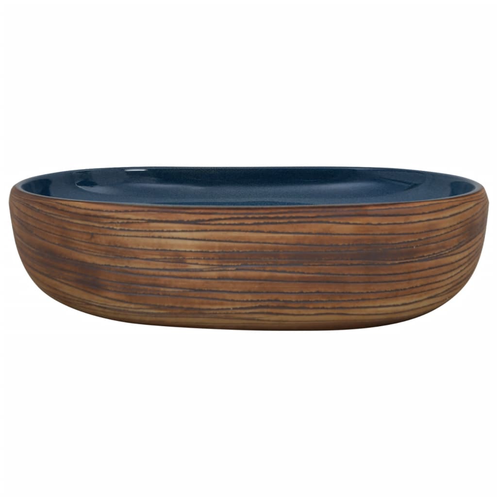 Vidaxx countertop sink oval 59x40x14 cm ceramic brown and blue