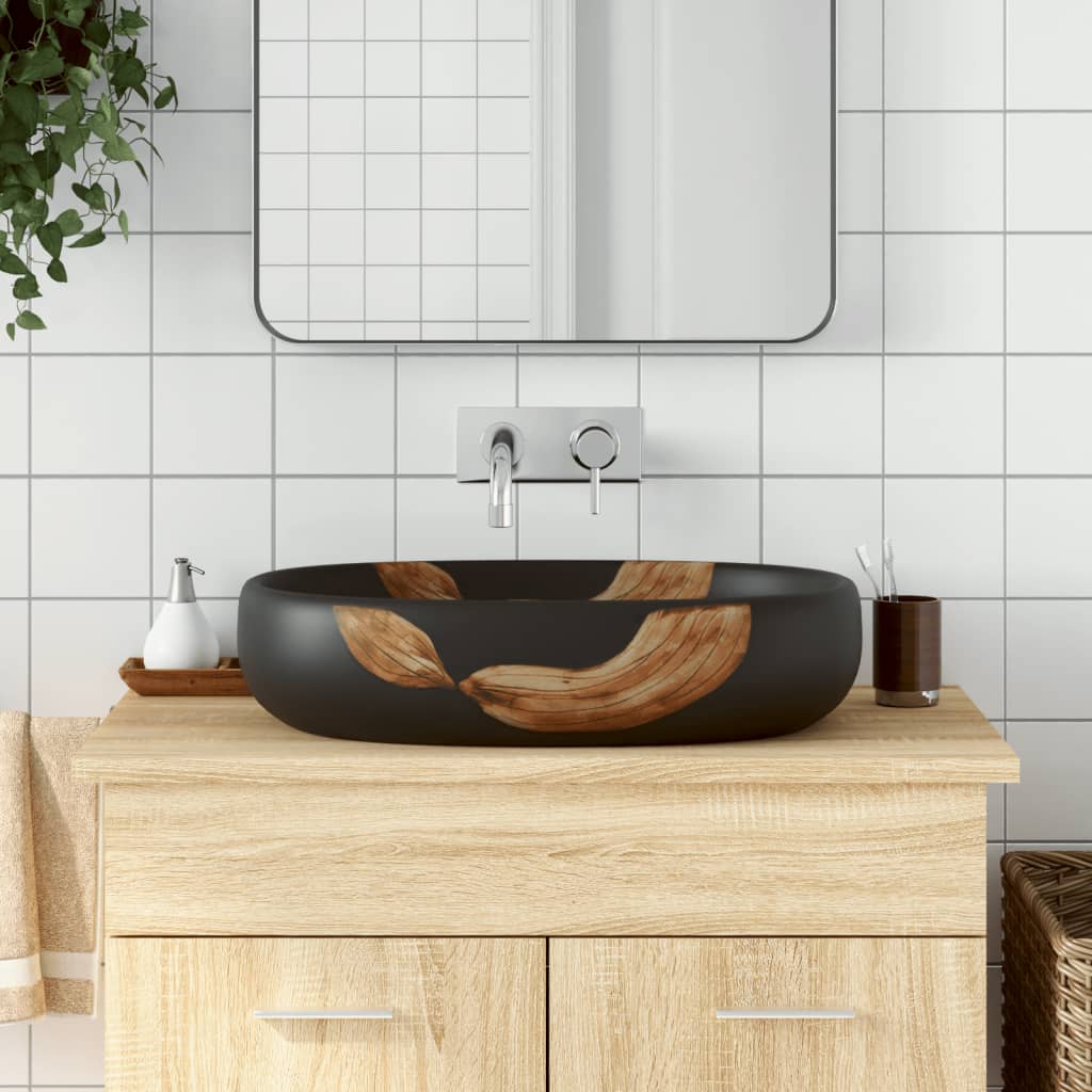 Vidaxx countertop sink oval 59x40x14 cm ceramic black