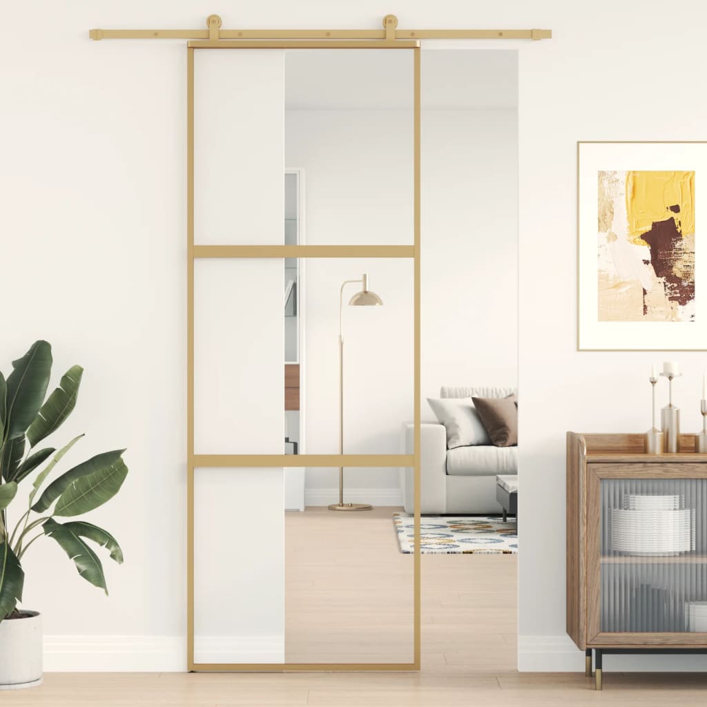 Vidaxx sliding door 76x205 cm clear ESG glass and gold-colored aluminum