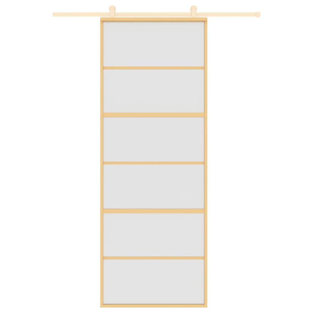 Vidaxx Schiebetür 76x205 cm ESG-Glas matt und Aluminium goldfarben