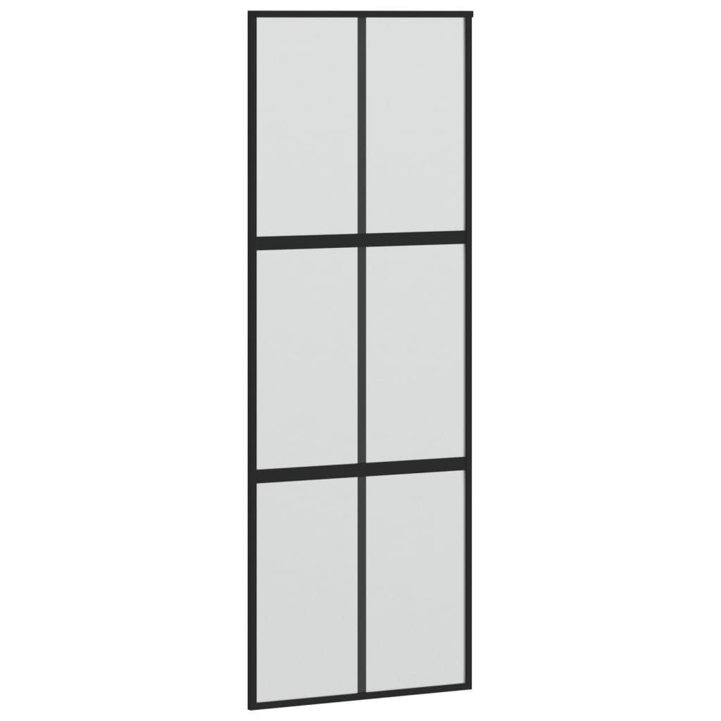 VidaXL Sliding Door 90x205 cm Tempered Glass and Aluminum Black