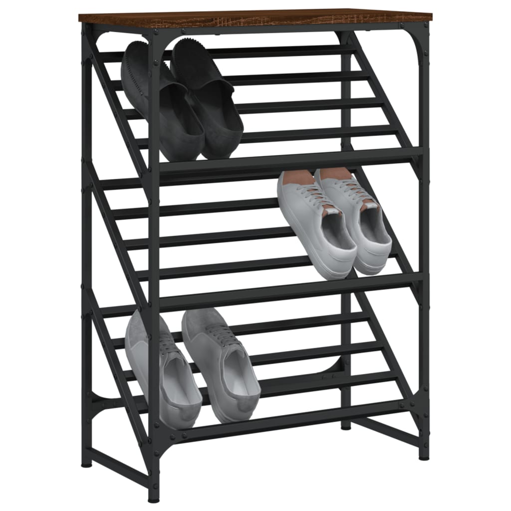Vidaxl Shoe Rack 60x30x85 cm bearbetad träbrun ekfärg