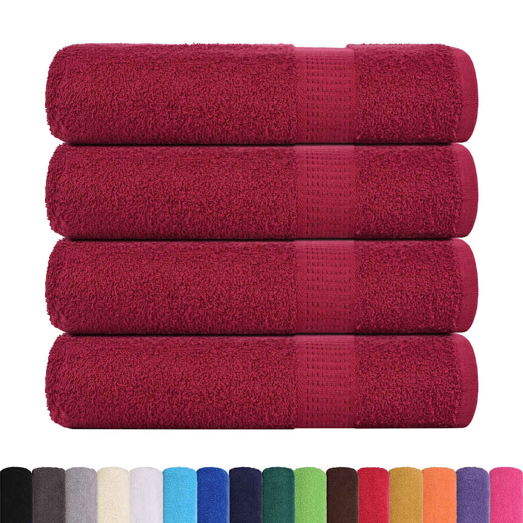 Vidaxl towels 4 pcs 50x100 cm 360 g m² 100% cotton burgundy red