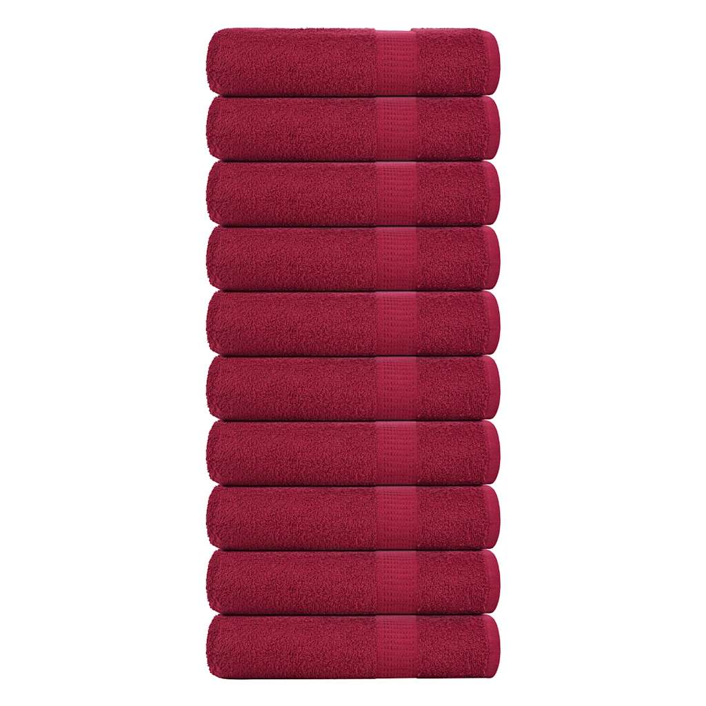 Vidaxl towels 10 pcs 50x100 cm 360 g m² 100% cotton burgundy red