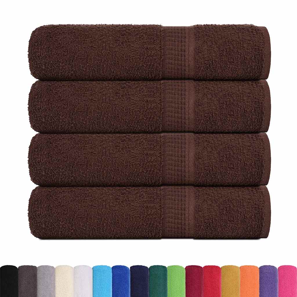 Asciugamani da bagno Vidaxl 4 PC 100x150 cm 360 g m² 100% di cotone marrone