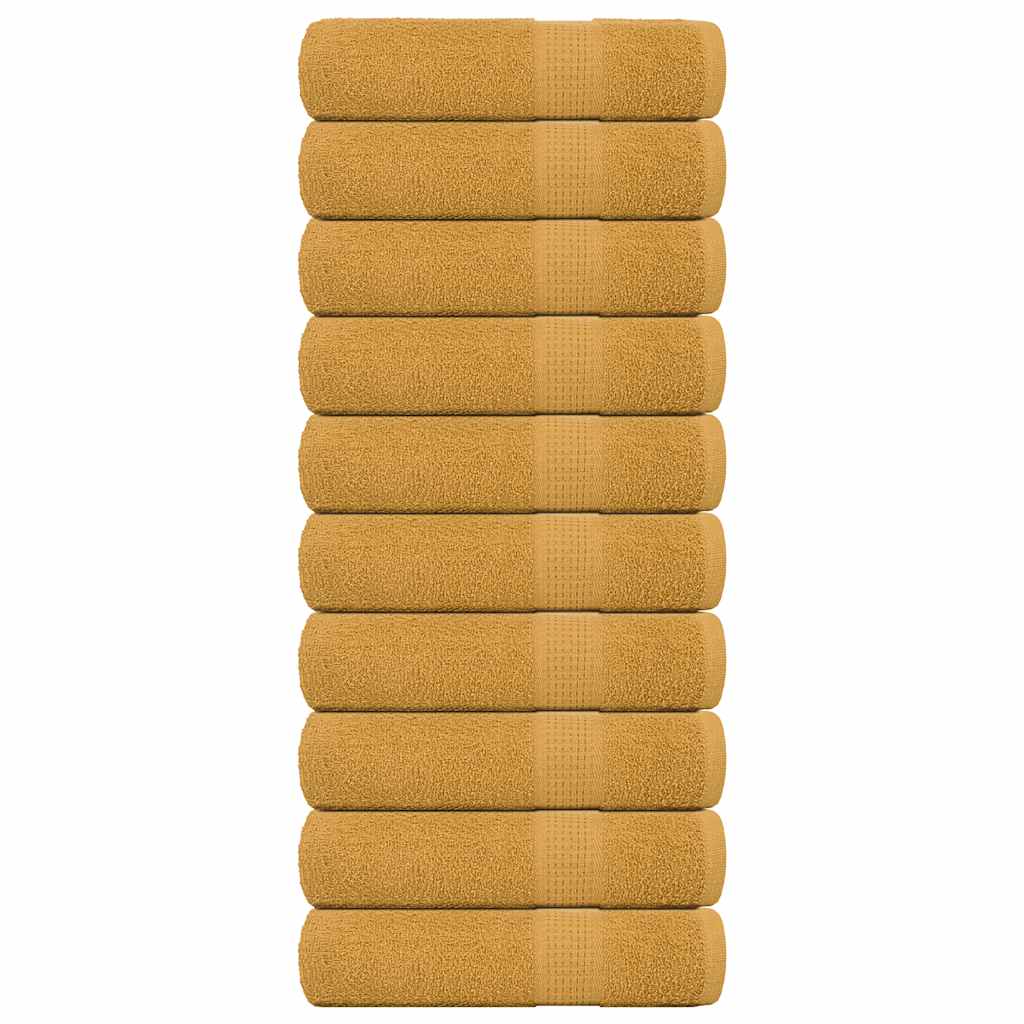 Vidaxl towels 10 pcs 50x100 cm 360 g m² 100% cotton gold-colored