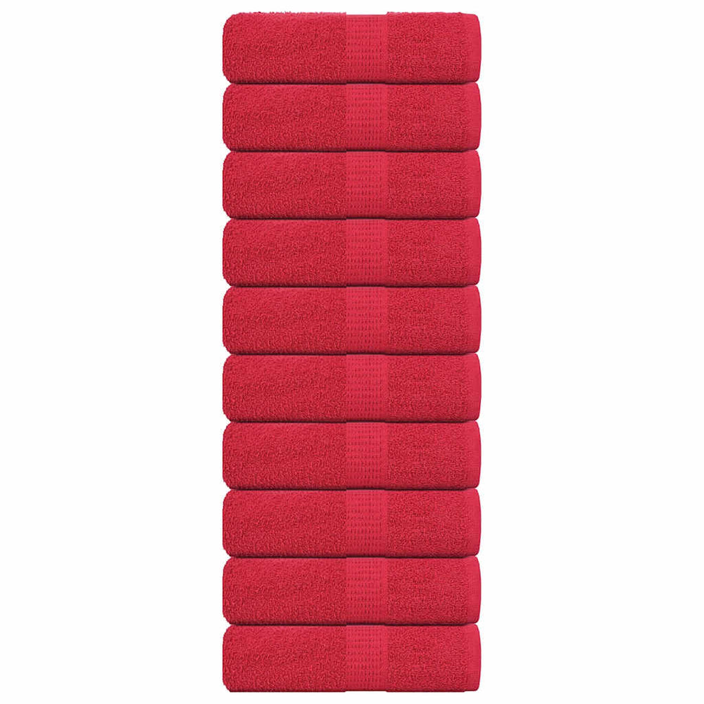 Vidaxl Guest Wipes 10 pezzi 30x50 cm 360 g m² 100% di cotone rosso