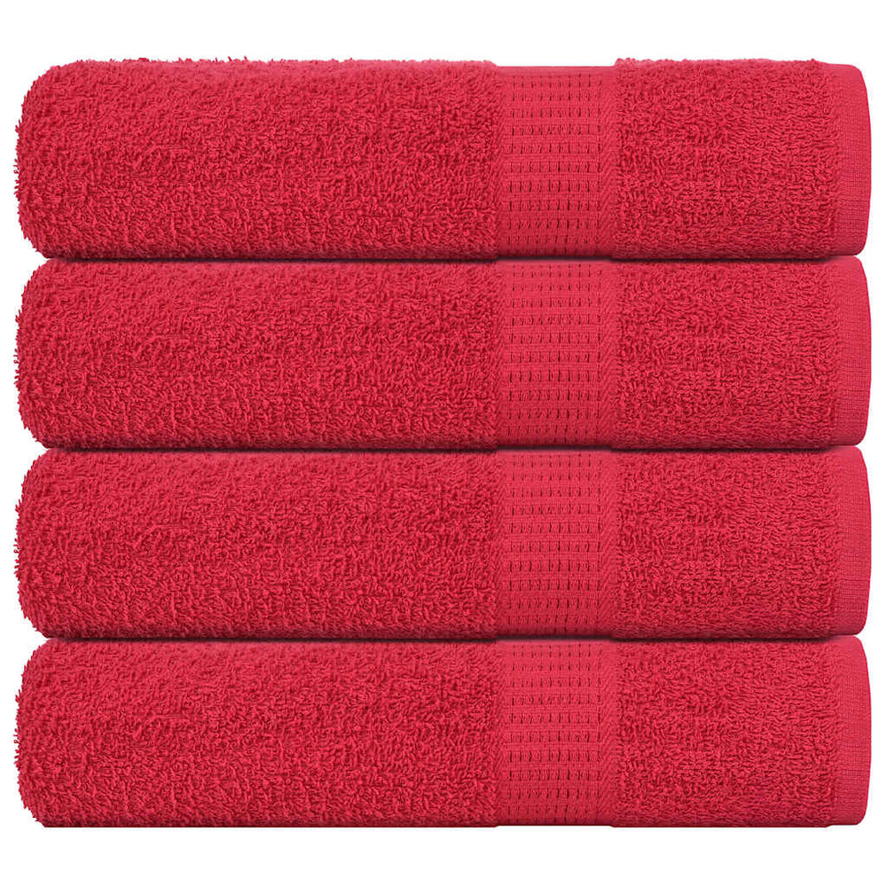 Asciugamani da bagno Vidaxl 4 pezzi 100x150 cm 360 g m² 100% di cotone rosso