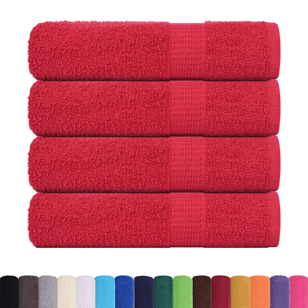 Asciugamani da bagno Vidaxl 4 pezzi 100x150 cm 360 g m² 100% di cotone rosso