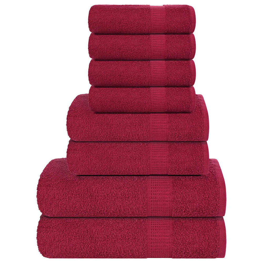 Vidaxl Set di asciugamani a 8 pezzi 360 g m² 100% di cotone borgogna rosso