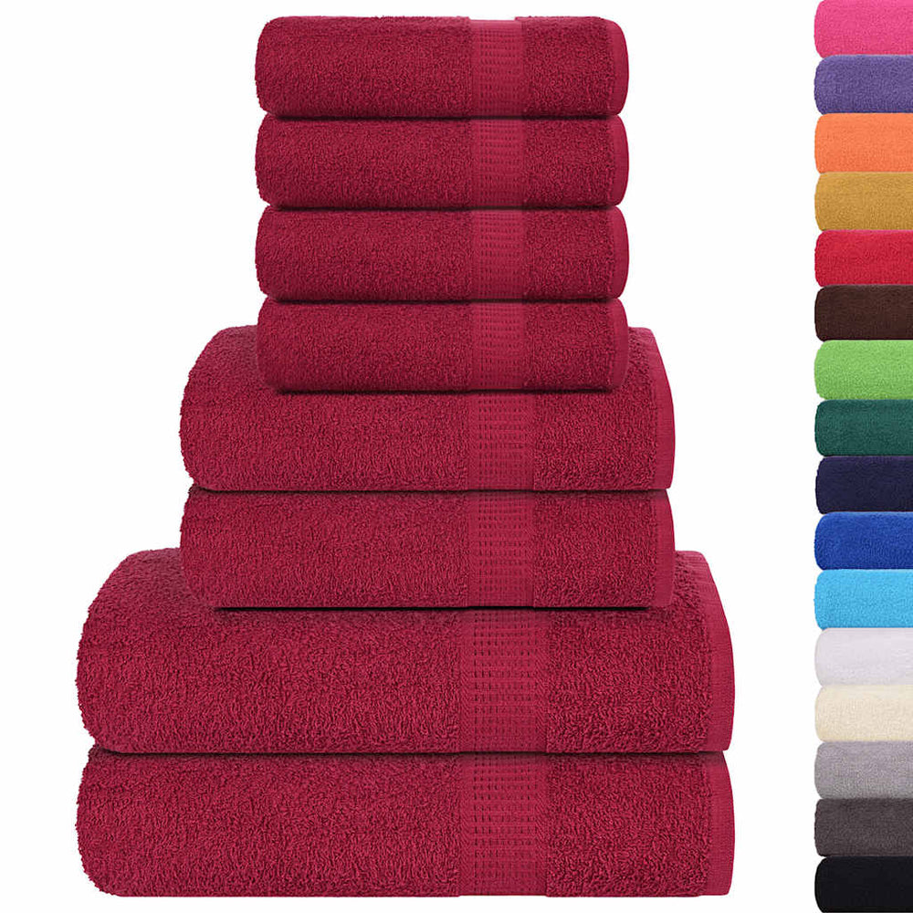 Vidaxl Set di asciugamani a 8 pezzi 360 g m² 100% di cotone borgogna rosso