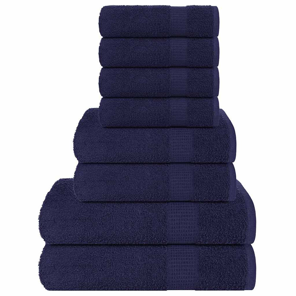 Vidaxl Set di asciugamani a 8 pezzi 360 g m² 100% blu navy cotone