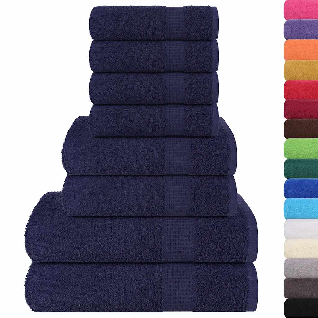 Vidaxl Set di asciugamani a 8 pezzi 360 g m² 100% blu navy cotone