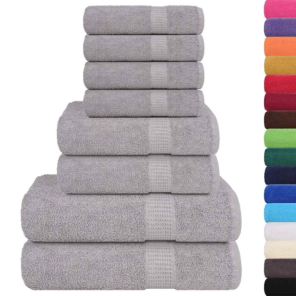Vidaxl Set di asciugamani a 8 pezzi 360 g m² 100% di cotone grigio