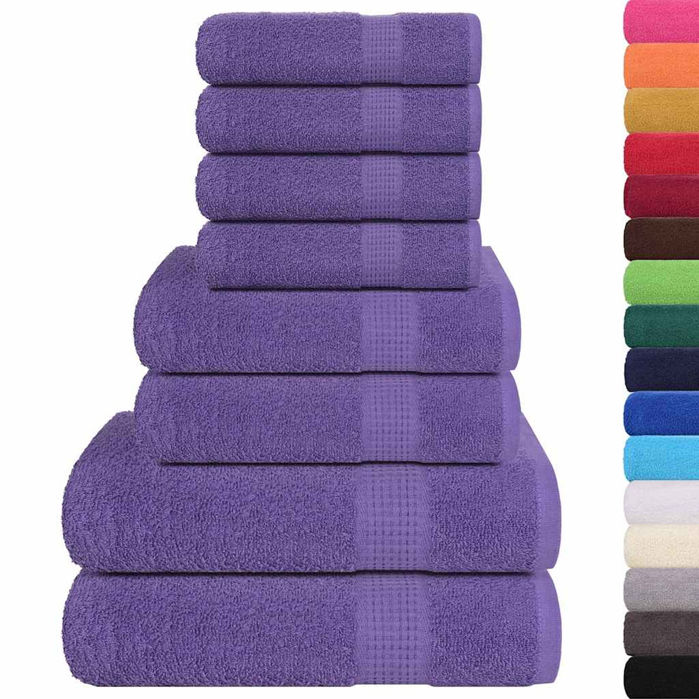 Vidaxl Set di asciugamani a 8 pezzi 360 g m² 100% di cotone viola