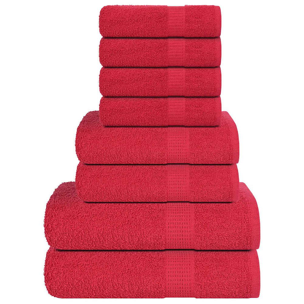 Vidaxl Set di asciugamani a 8 pezzi 360 g m² 100% di rosso di cotone