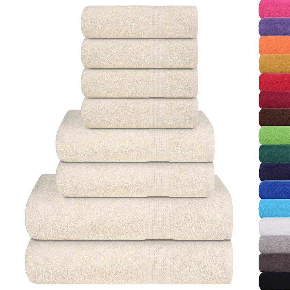 Set di asciugamani da 8 pezzi Vidaxl 360 g m² 100% di cotone color crema