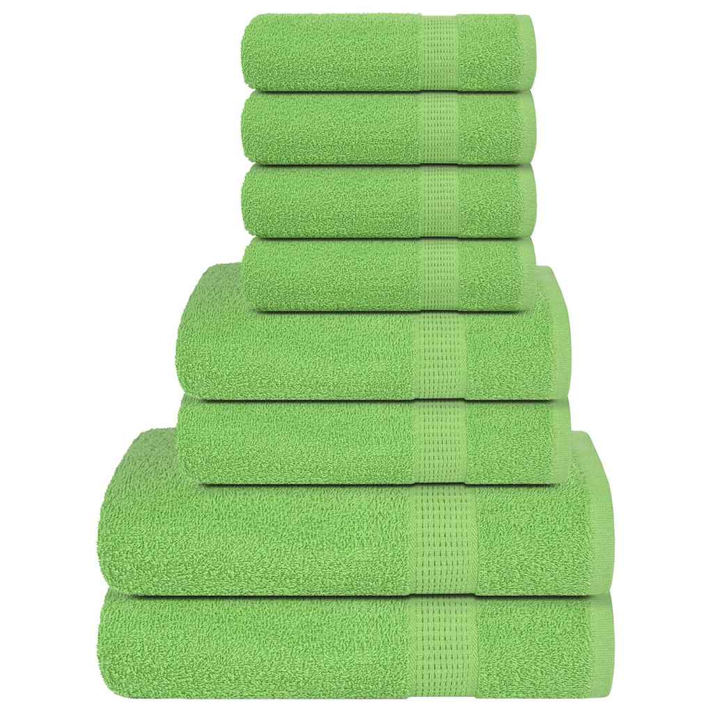 Vidaxl Set di asciugamani a 8 pezzi 360 g m² 100% di mela di cotone verde