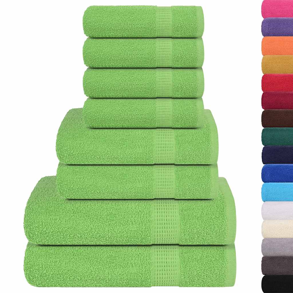 Vidaxl Set di asciugamani a 8 pezzi 360 g m² 100% di mela di cotone verde