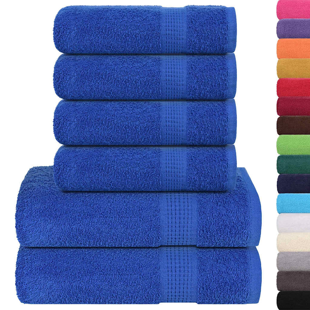 Vidaxl Set di asciugamani da 6 pezzi 360 g m² 100% blu cotone
