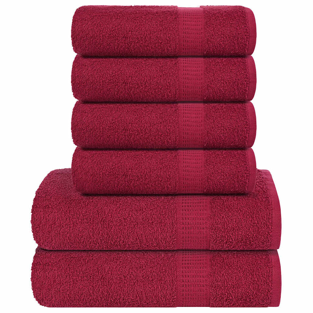 Vidaxl Set di asciugamani da 6 pezzi 360 g m² 100% di cotone borgogna rosso