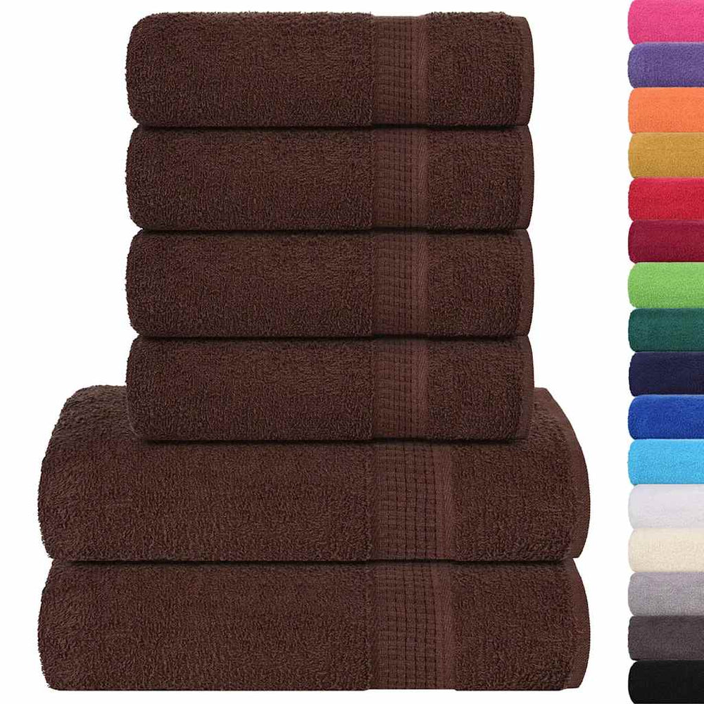 Set di asciugamani da 6 pezzi Vidaxl 360 g m² 100% di cotone marrone