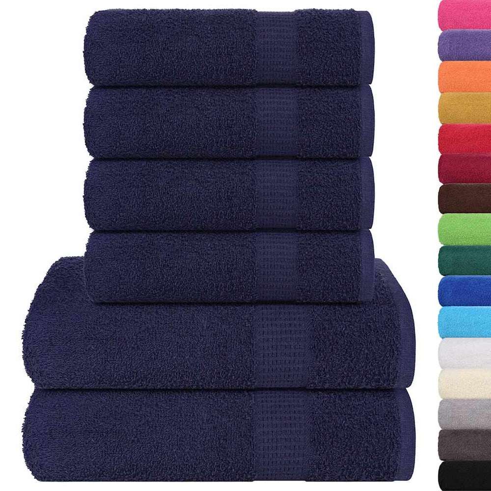 Set di asciugamani da 6 pezzi Vidaxl 360 g m² 100% blu navy cotone