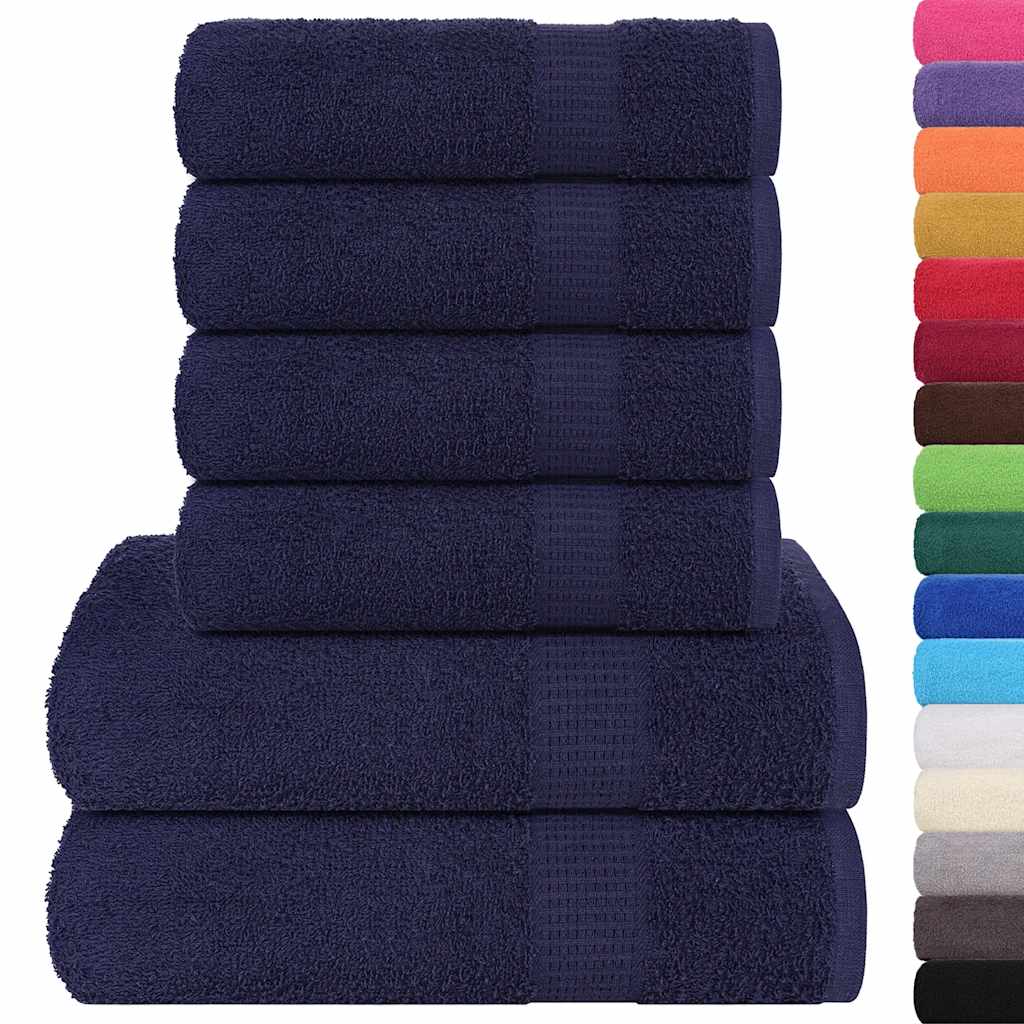 Set di asciugamani da 6 pezzi Vidaxl 360 g m² 100% blu navy cotone