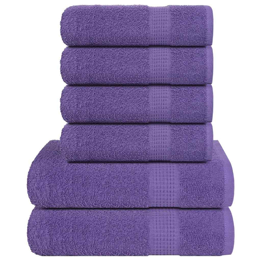 Vidaxl Set di asciugamani da 6 pezzi 360 g m² 100% di cotone viola