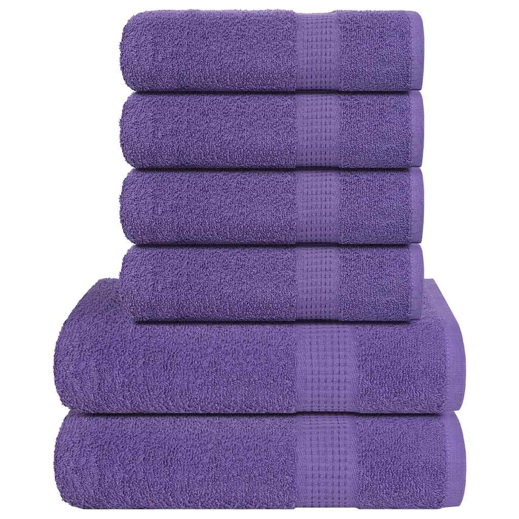 Vidaxl Set di asciugamani da 6 pezzi 360 g m² 100% di cotone viola