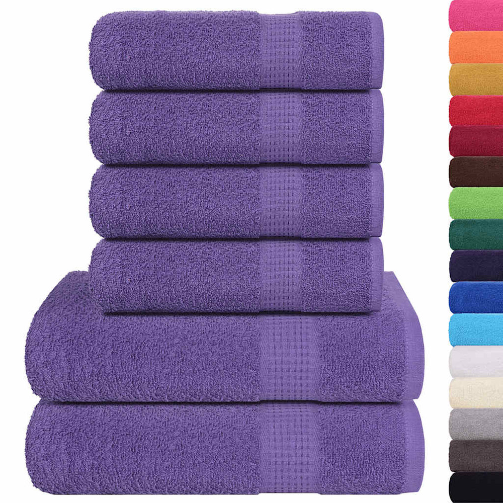 Vidaxl Set di asciugamani da 6 pezzi 360 g m² 100% di cotone viola