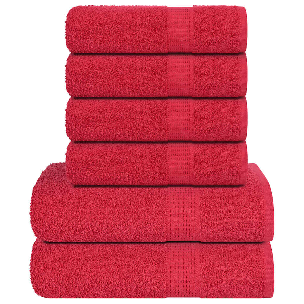 Set di asciugamani da 6 pezzi Vidaxl 360 g m² 100% di rosso di cotone