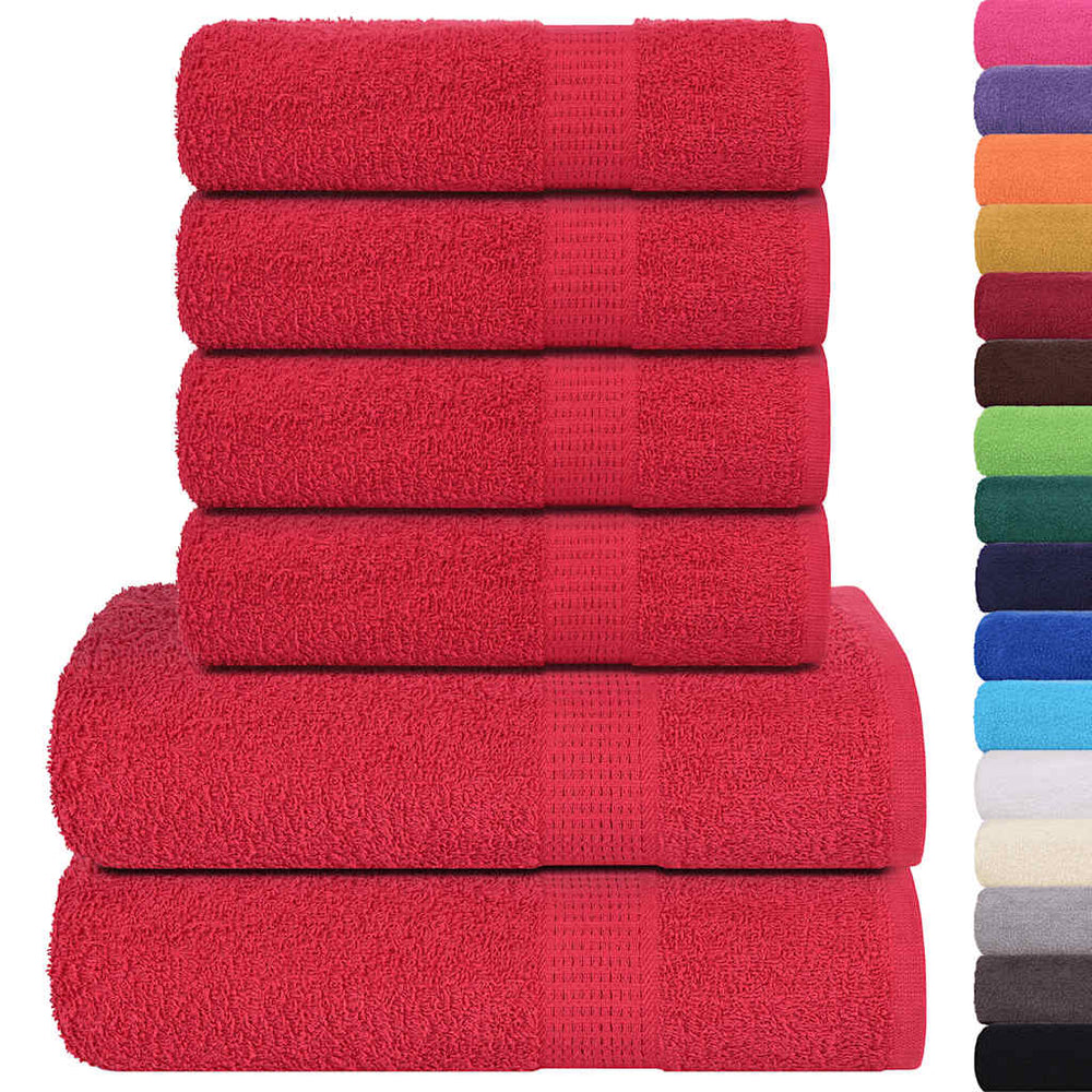 Set di asciugamani da 6 pezzi Vidaxl 360 g m² 100% di rosso di cotone