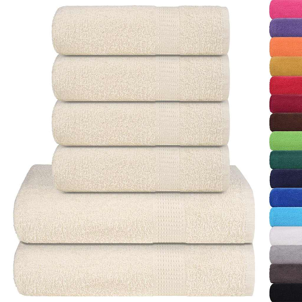 Set di asciugamani da 6 pezzi Vidaxl 360 g m² 100% color crema di cotone