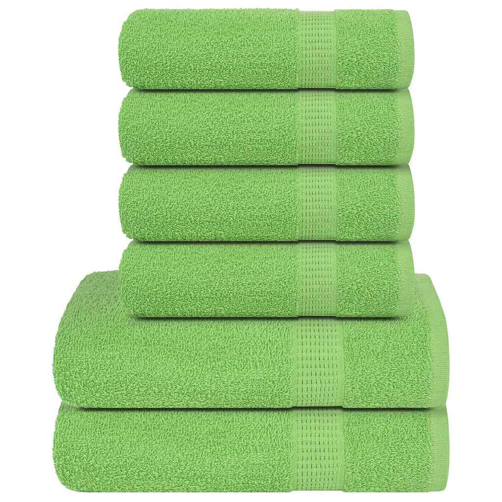 Vidaxl Set di asciugamani da 6 pezzi 360 g m² 100% di mela di cotone verde