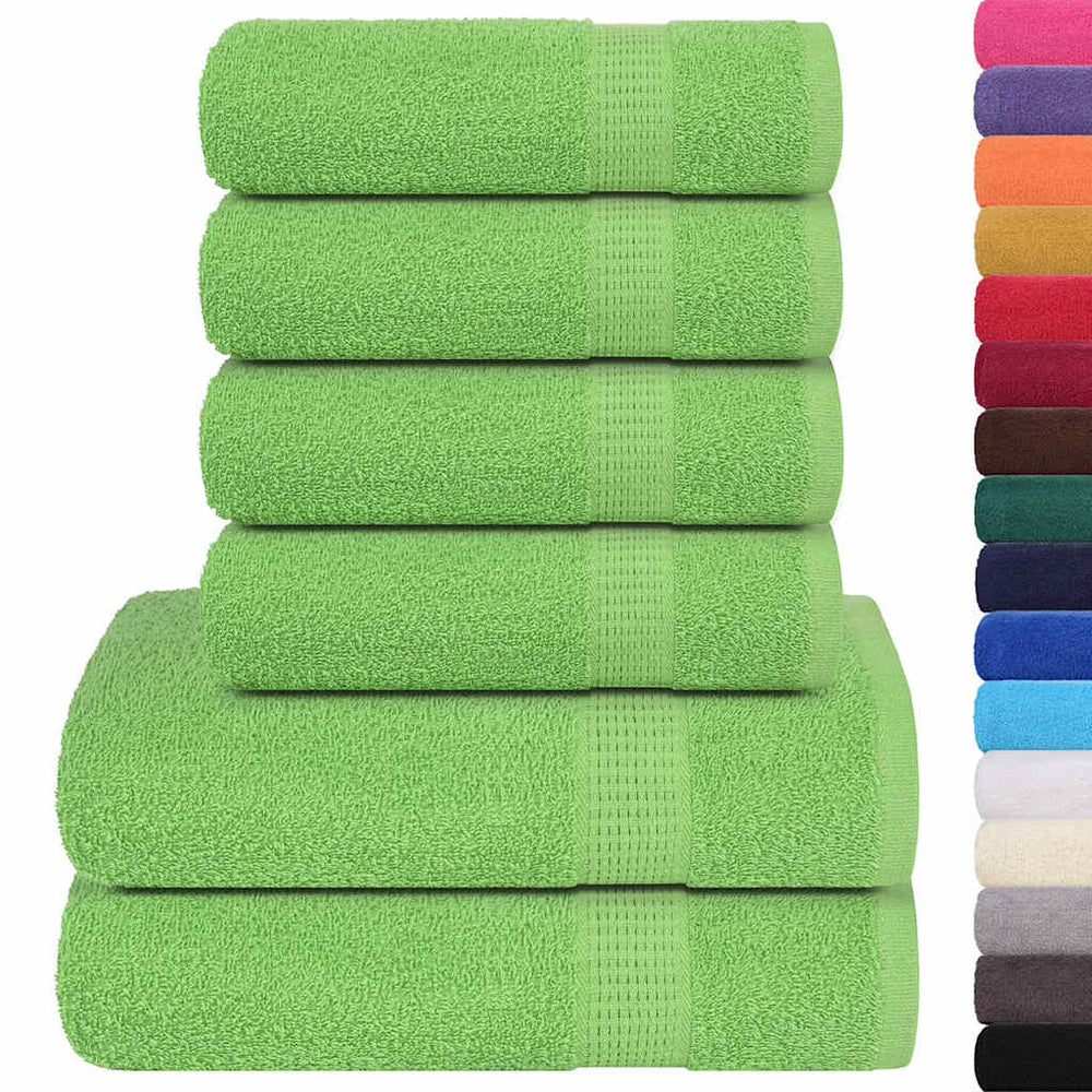 Vidaxl Set di asciugamani da 6 pezzi 360 g m² 100% di mela di cotone verde