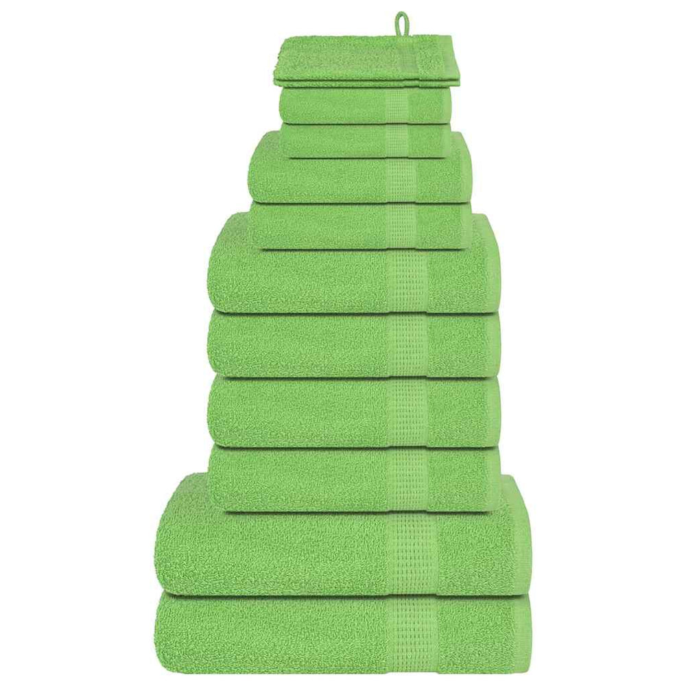 Vidaxl Set di asciugamani a 12 pezzi 360 g m² 100% di mela in cotone verde