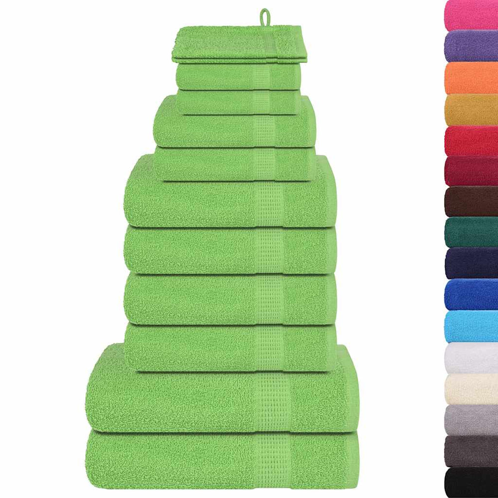 Vidaxl Set di asciugamani a 12 pezzi 360 g m² 100% di mela in cotone verde