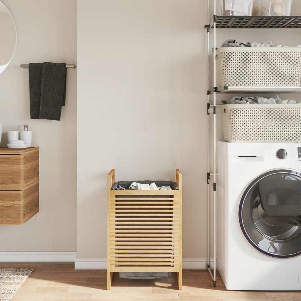 Vidaxl Lavandry Basket con borsa grigia 32x30x36,5 cm Bamboo