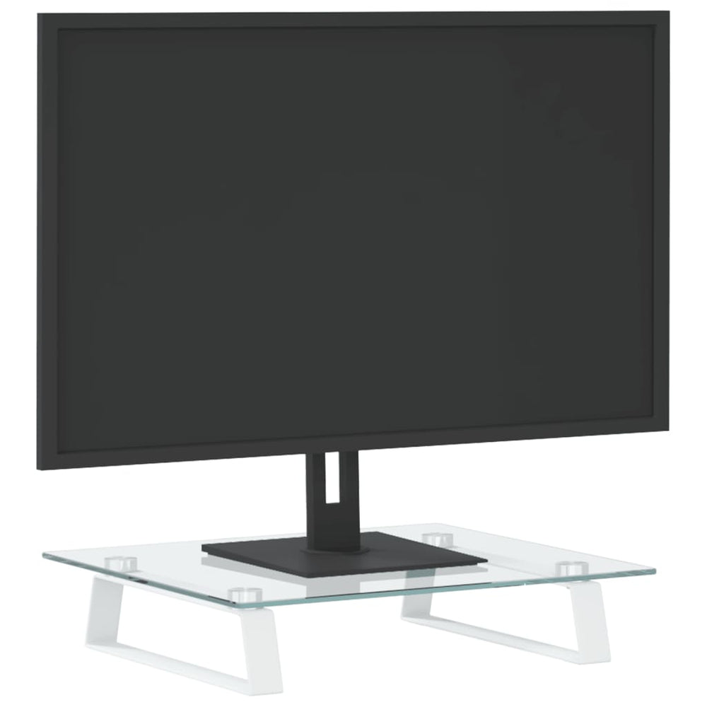 Supporto per monitor Vidaxxl 40x35x8 cm in vetro temperato e metallo bianco