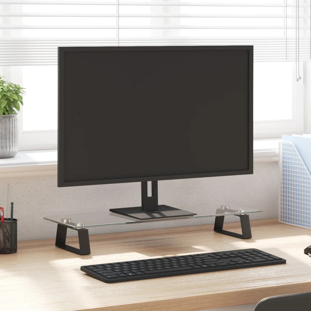 VidaXL Monitorständer 60x20x8 cm gehärtetes Glas und Metall schwarz