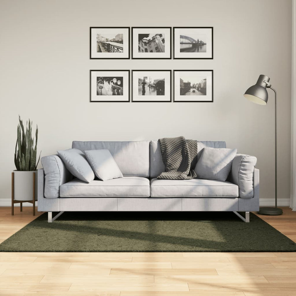 VidaXL rug huarte short pile soft washable 120x170 cm forest green