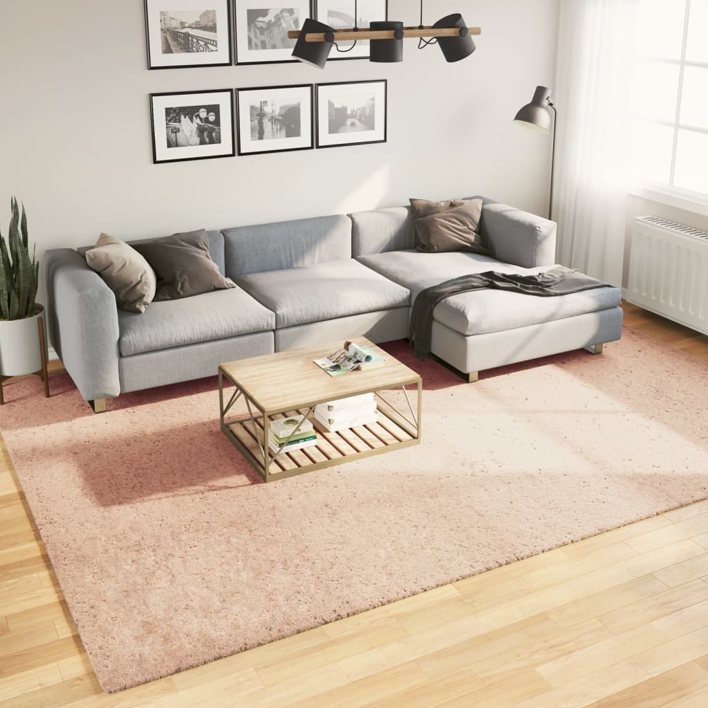 VidaXL kilimėlis huarte trumpaplaukis minkštas plaunamas 240x340 cm rožinis