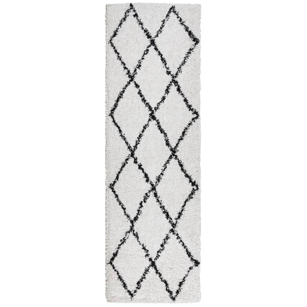VidaXL tapete paplona felpudo pêlo alto 80x250 cm creme e preto