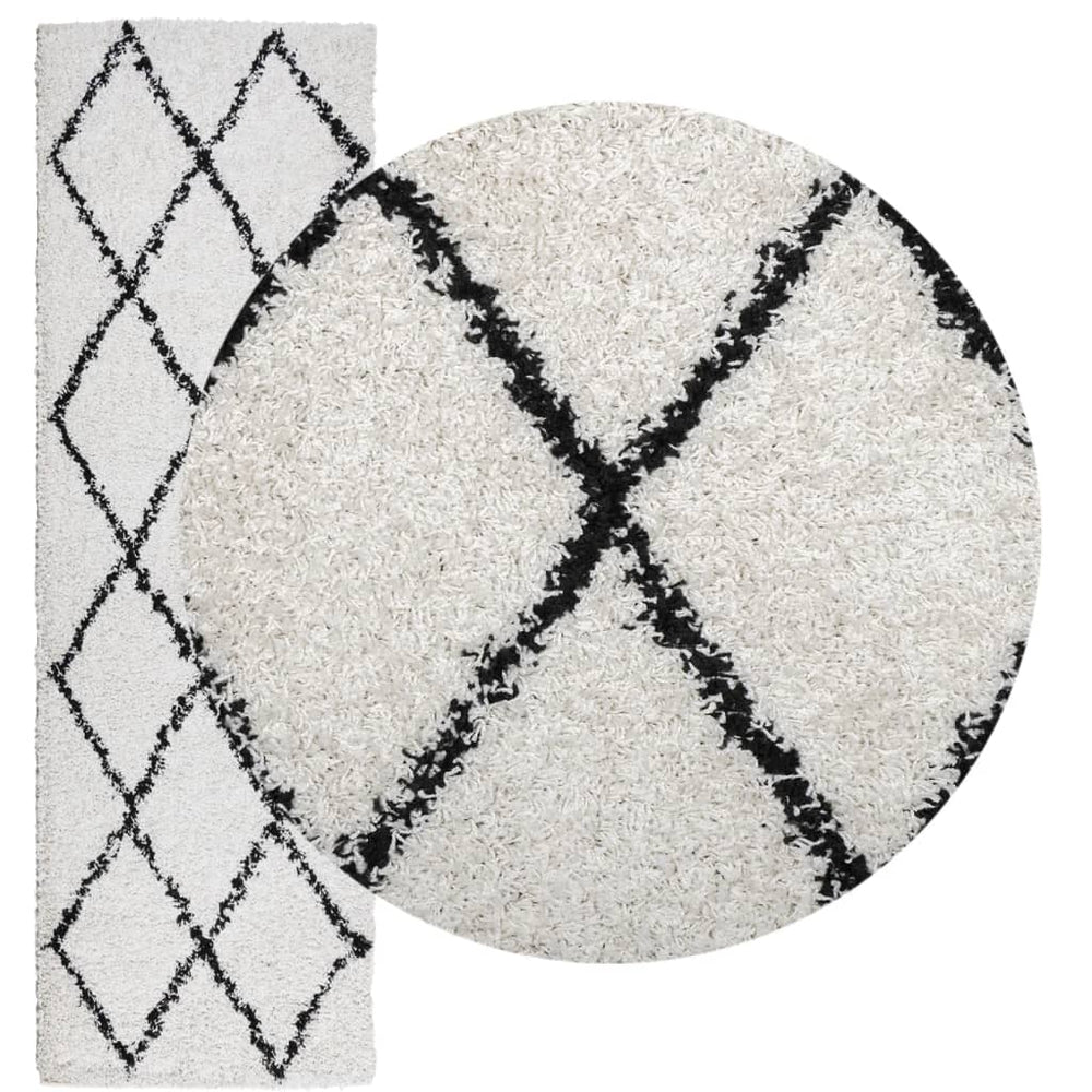 VidaXL tapete paplona felpudo pêlo alto 80x250 cm creme e preto