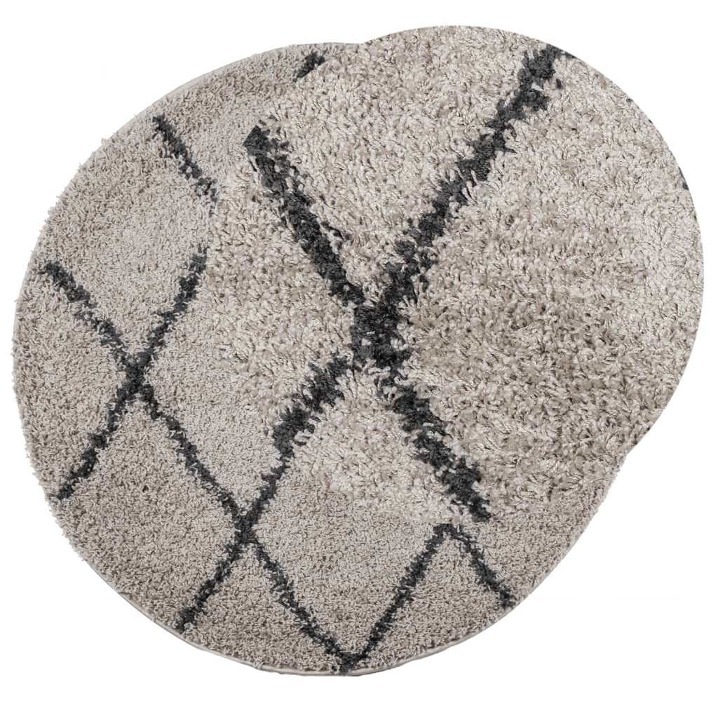 VidaXL rug pamplona shaggy high pile ø 100 cm beige anthracite