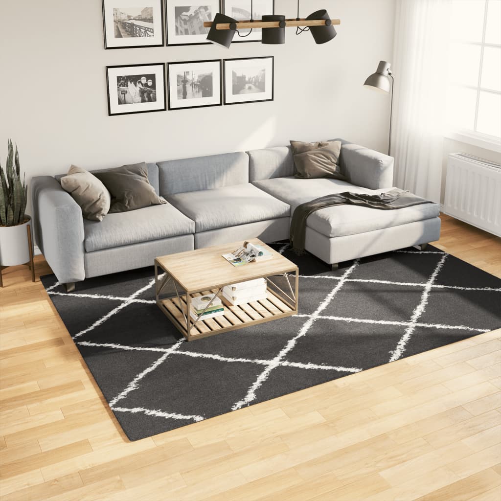 Vidaxx Teppich Shaggy Hochflor Modern 200x280 cm Schwarz und Creme