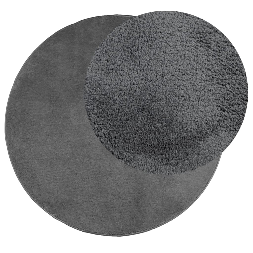 Vidaxl rug oviedo low pile ø 120 cm anthracite-colored